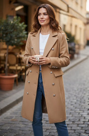 Juliette Military Longline Coat Jacket-Camel