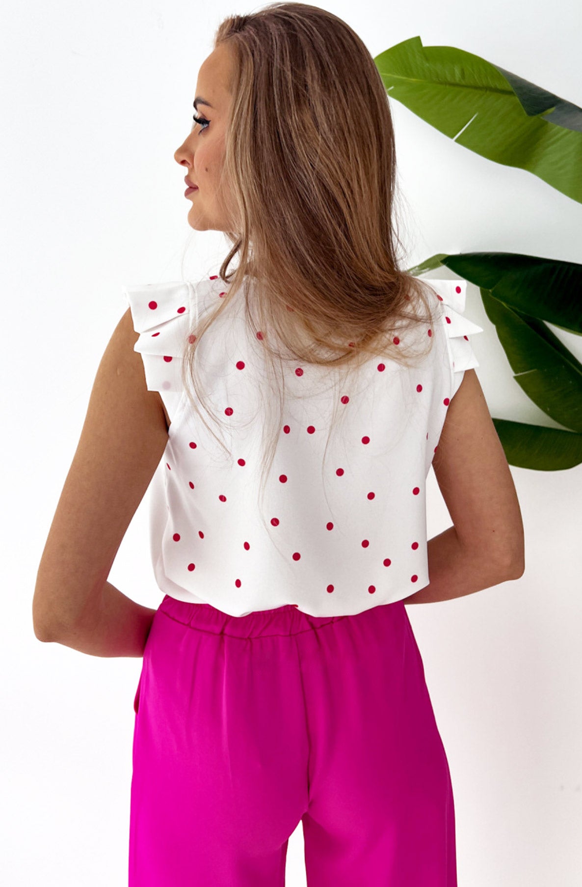 Kerry Patterned Frill Blouse Top-Ivory