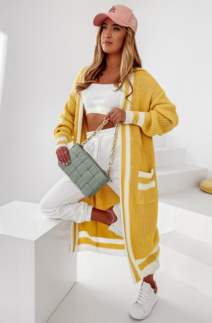 Kiki Longline Knitted Cardigan Yellow Catwalk Wholes