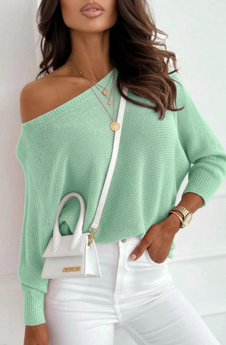 Kori Open Back Bow Light Knitted Sweater Jumper-Mint