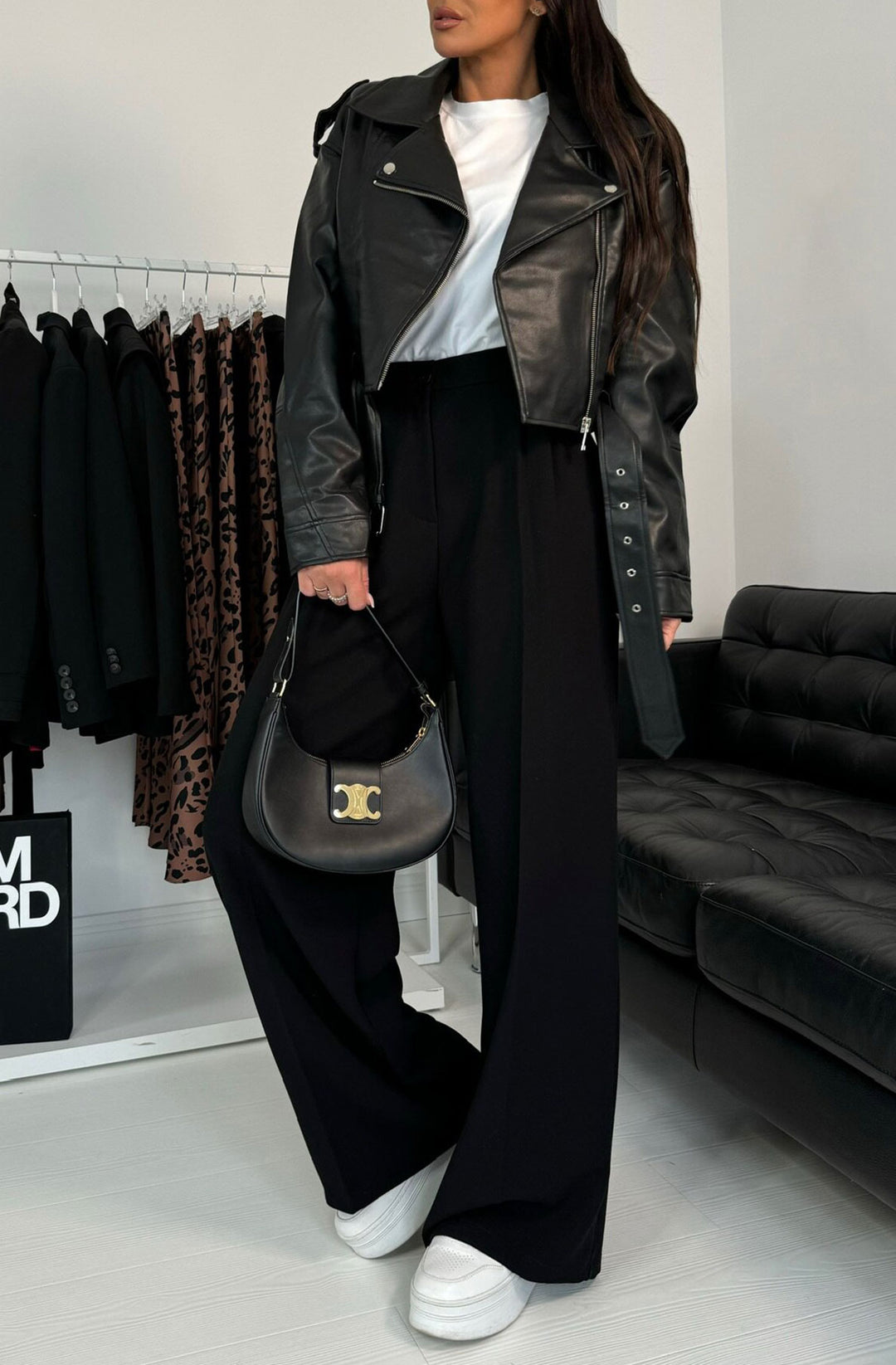 Kym Pocket Detail Wide Leg Trousers - Black