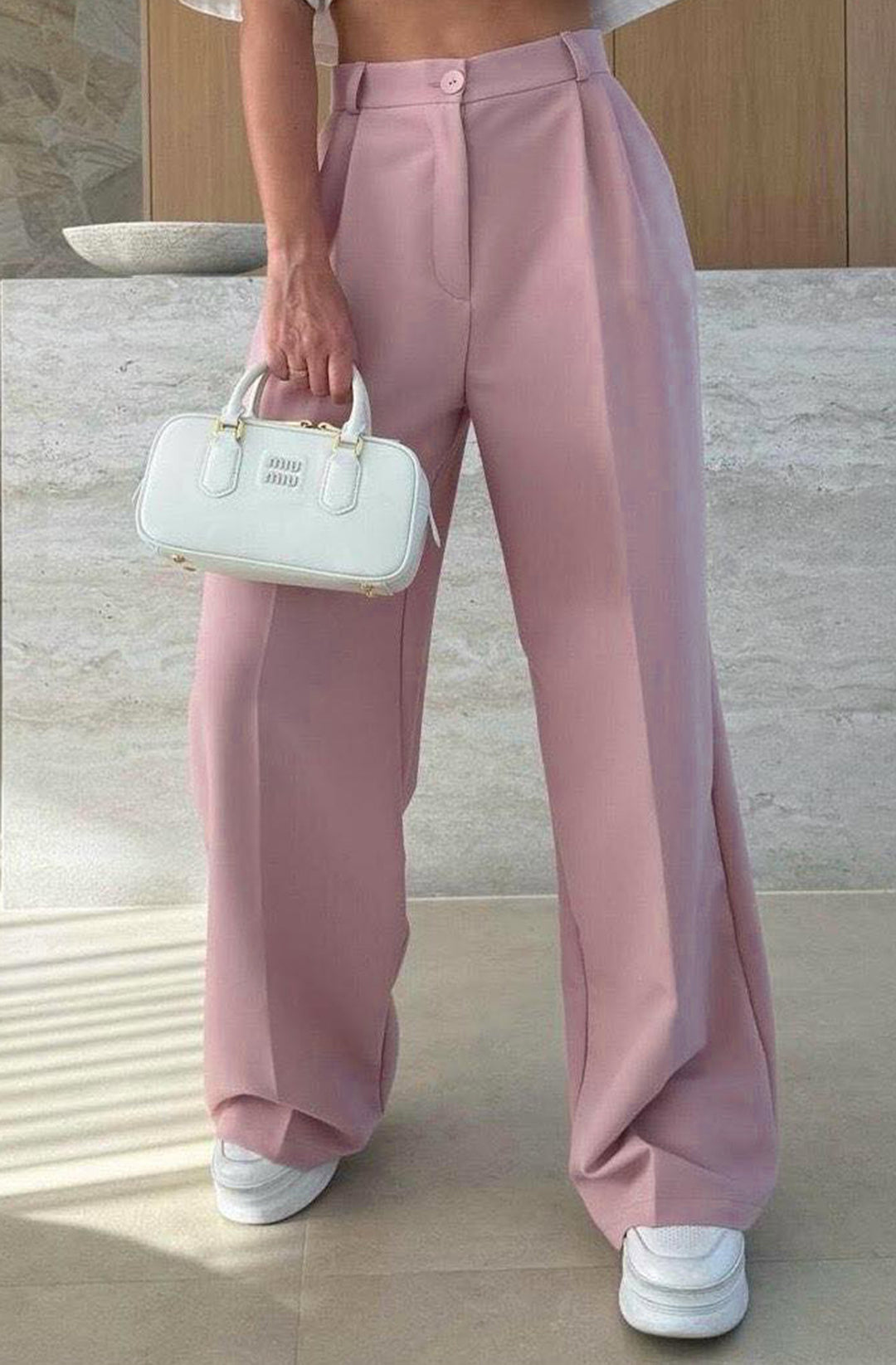 Kym Pocket Detail Wide Leg Trousers - Dusty Pink
