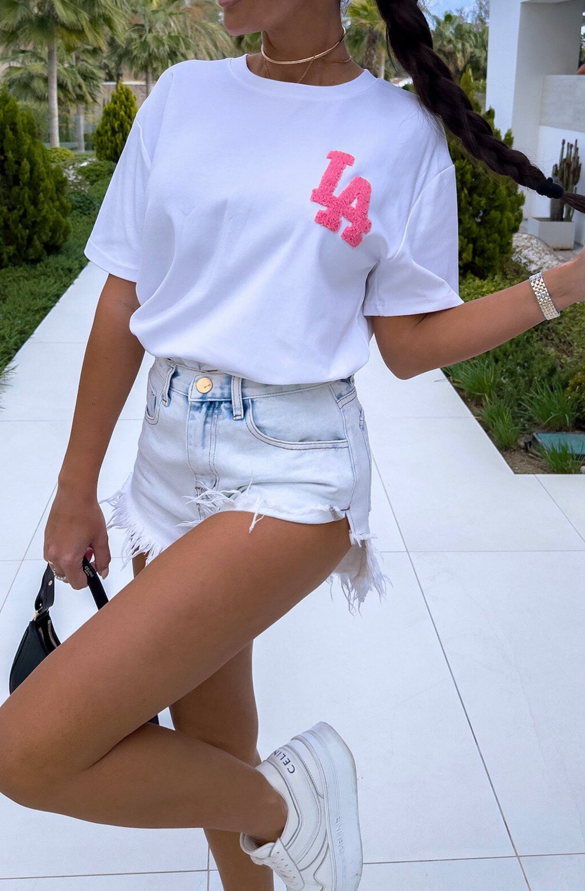 'LA 1989' Oversized T. Shirt Top-Pink