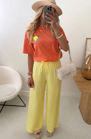 Lanie Wide Leg Cotton Gauze Style Trousers-Yellow