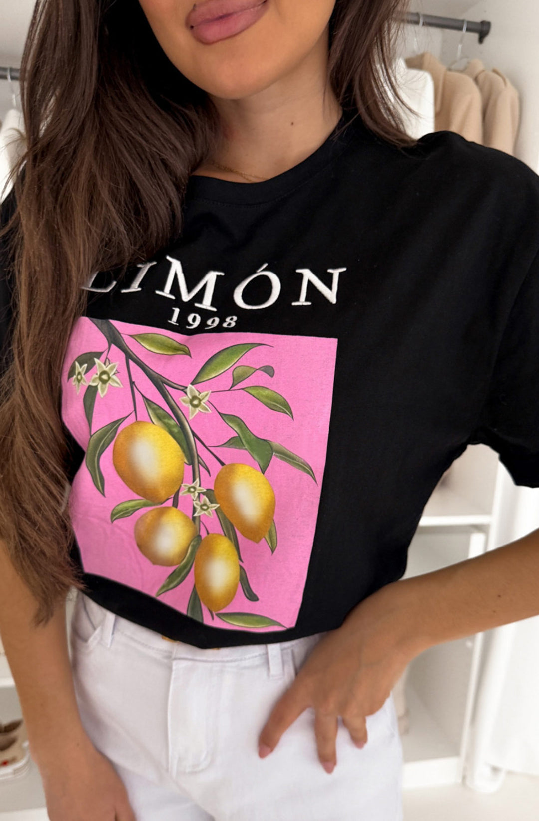 'Limon 1998' Graphic Printed T-Shirt Top - Black