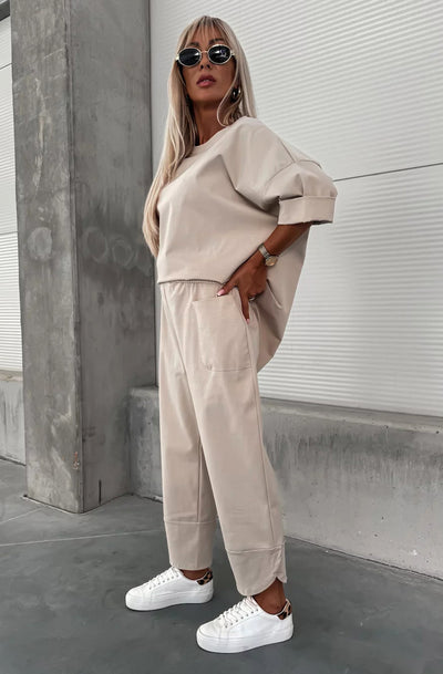 Liora Oversize Pocket Co-ord Set-Stone