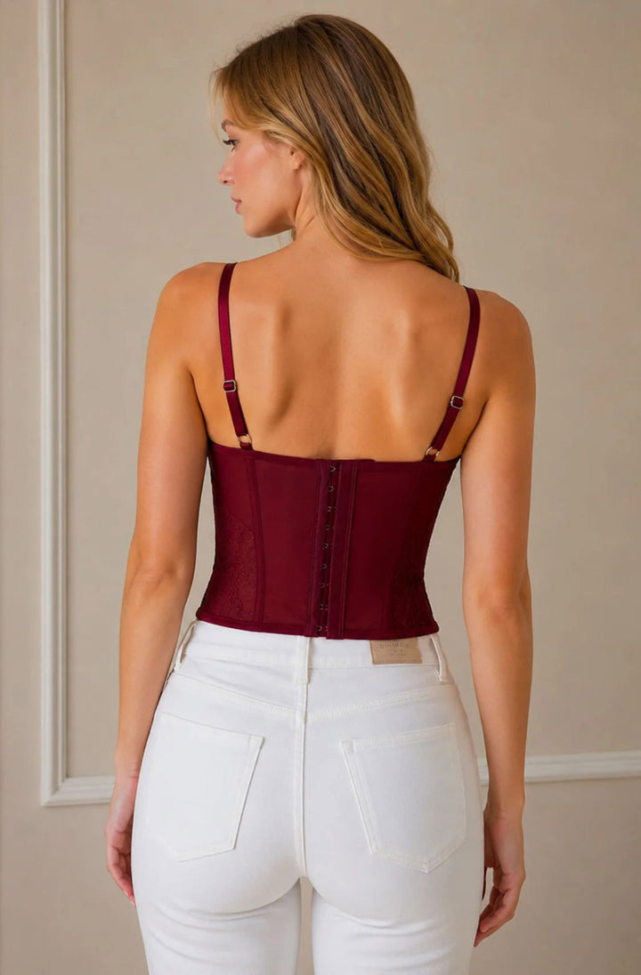 Lorelei Sheer Lace Mesh Corset Cami Top