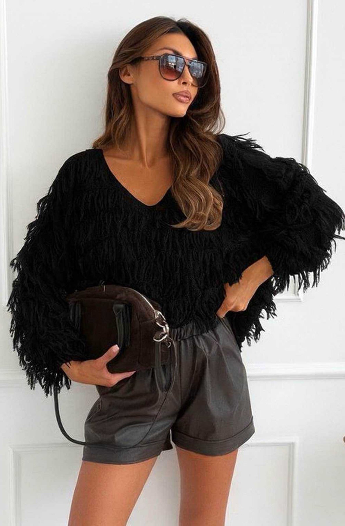 Maribel Boho Tassel Sweater Jumper-Black