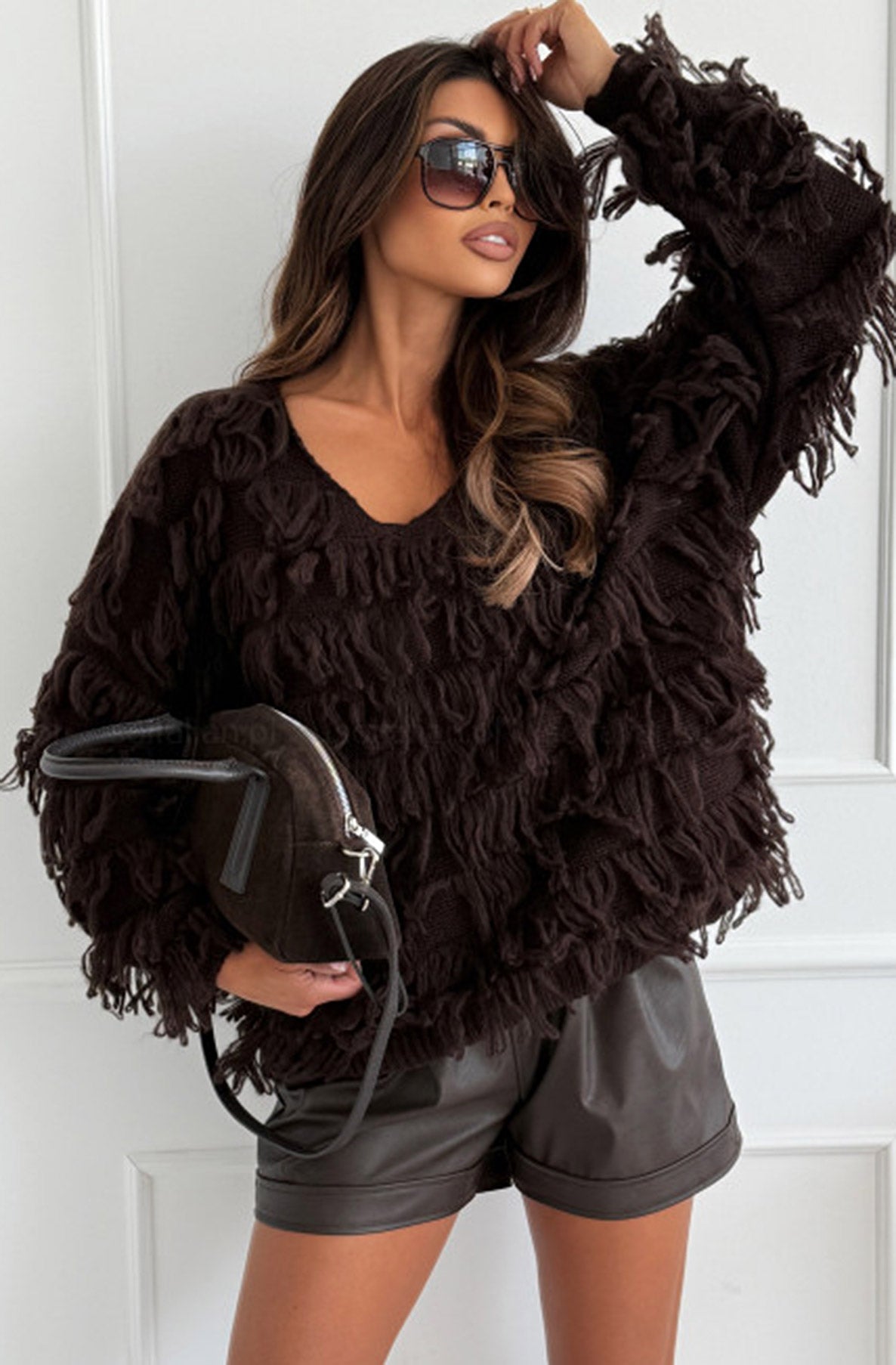 Maribel Boho Tassel Sweater Jumper-Brown