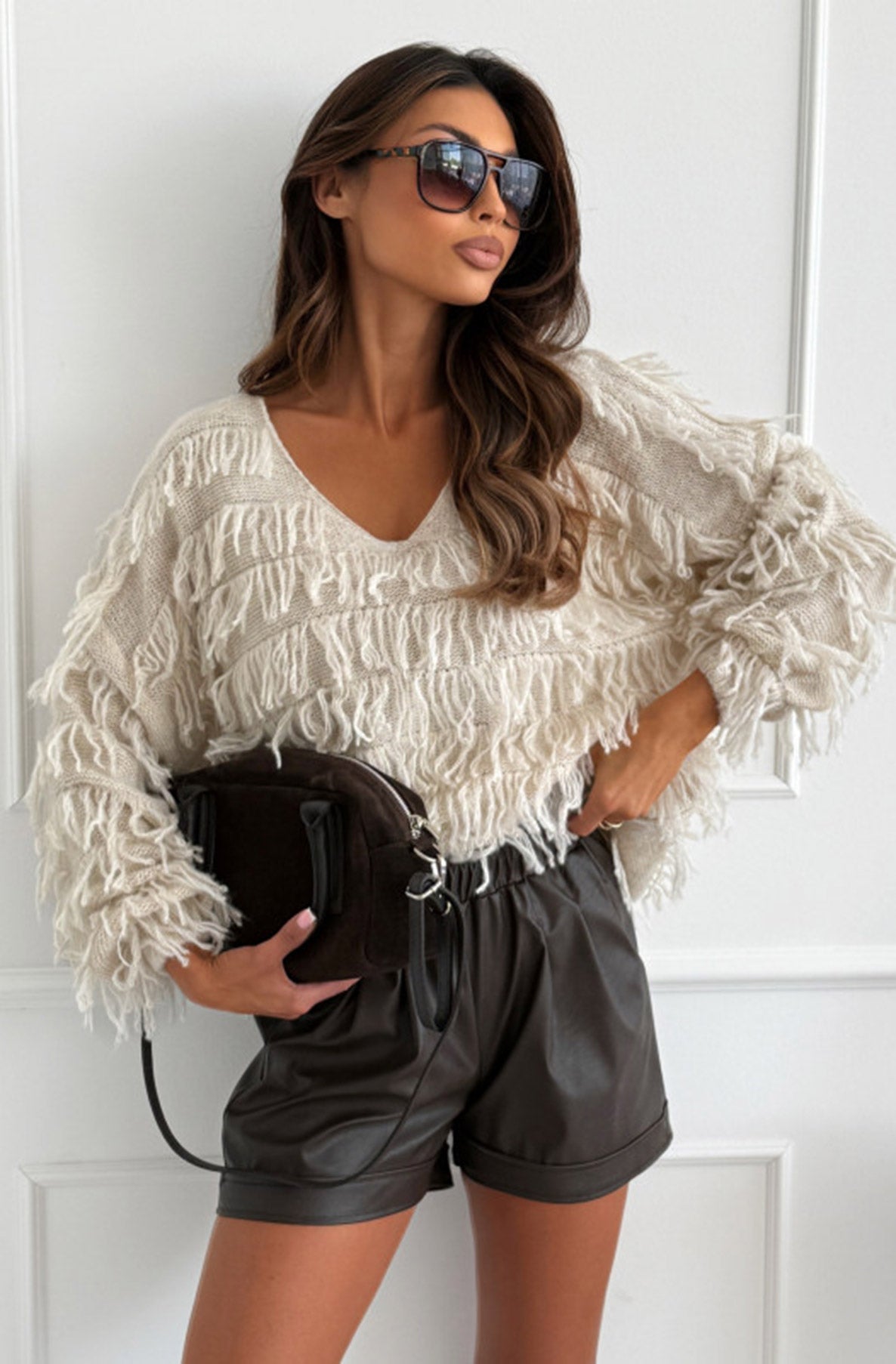 Maribel Boho Tassel Sweater Jumper-Cream