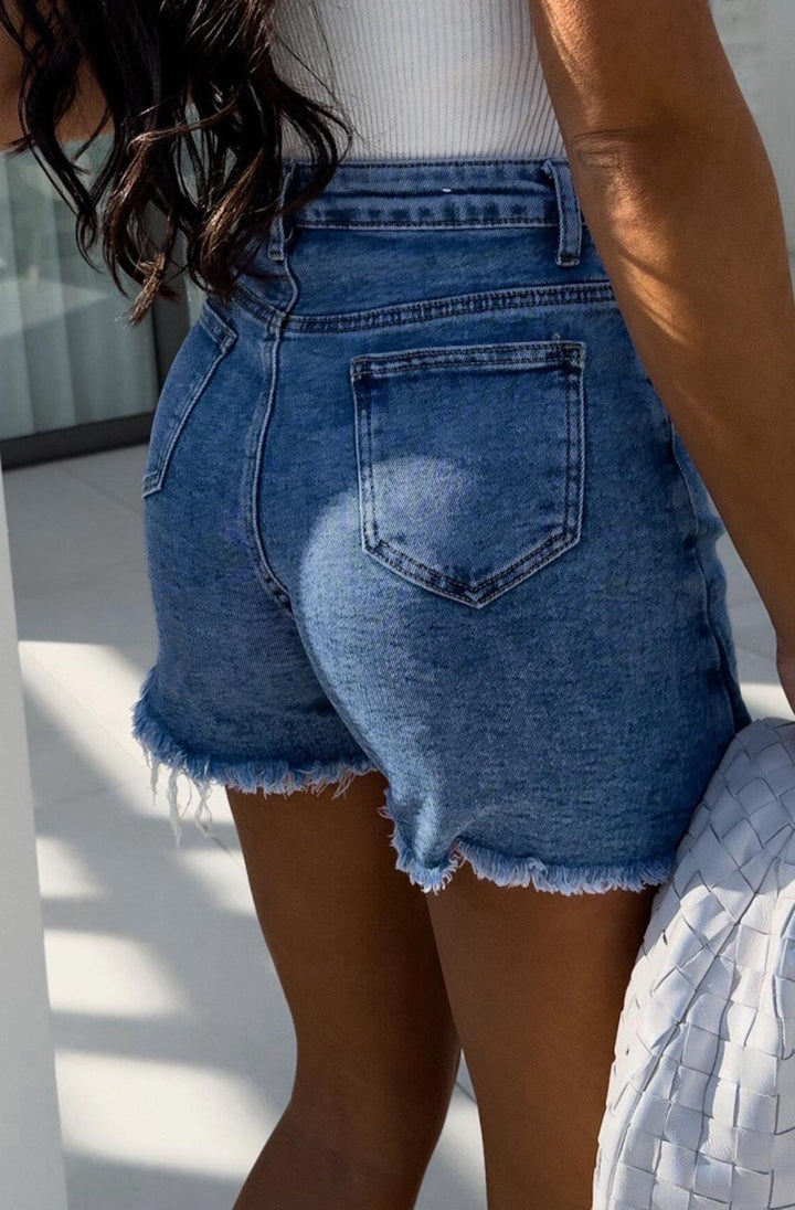 Marina Denim Pocket Detail Skorts-Dark Blue
