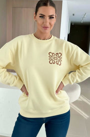 Maris Oversized Embellished Pocket Sweatshirt Top-Yellow