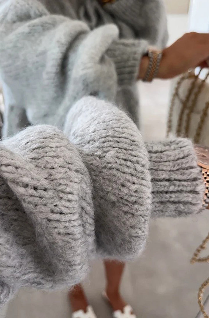 Meredith Tie-Up Knitted Cardigan-Grey