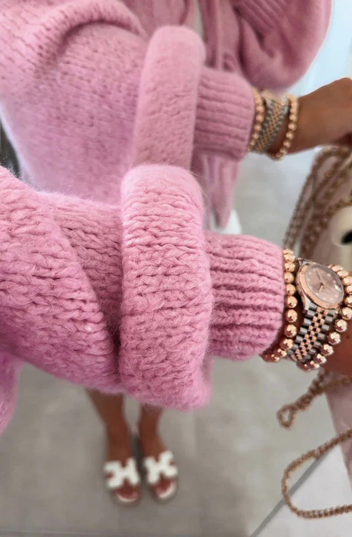 Meredith Tie-Up Knitted Cardigan-Wine