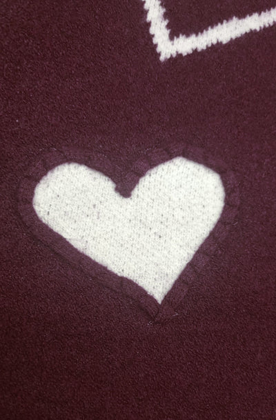 Mila Contrast Heart Sweater Jumper-Wine