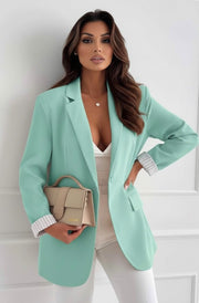 Millie Contrast Stripe Cuff Tailored Blazer Jacket-Mint