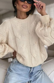 Nerina Light Knitted Jumper Sweater-Stone