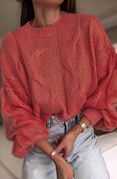 Nerina Light Knitted Jumper Sweater-Rust