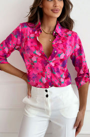 Neve Floral Printed Shirt Blouse Top-Pink