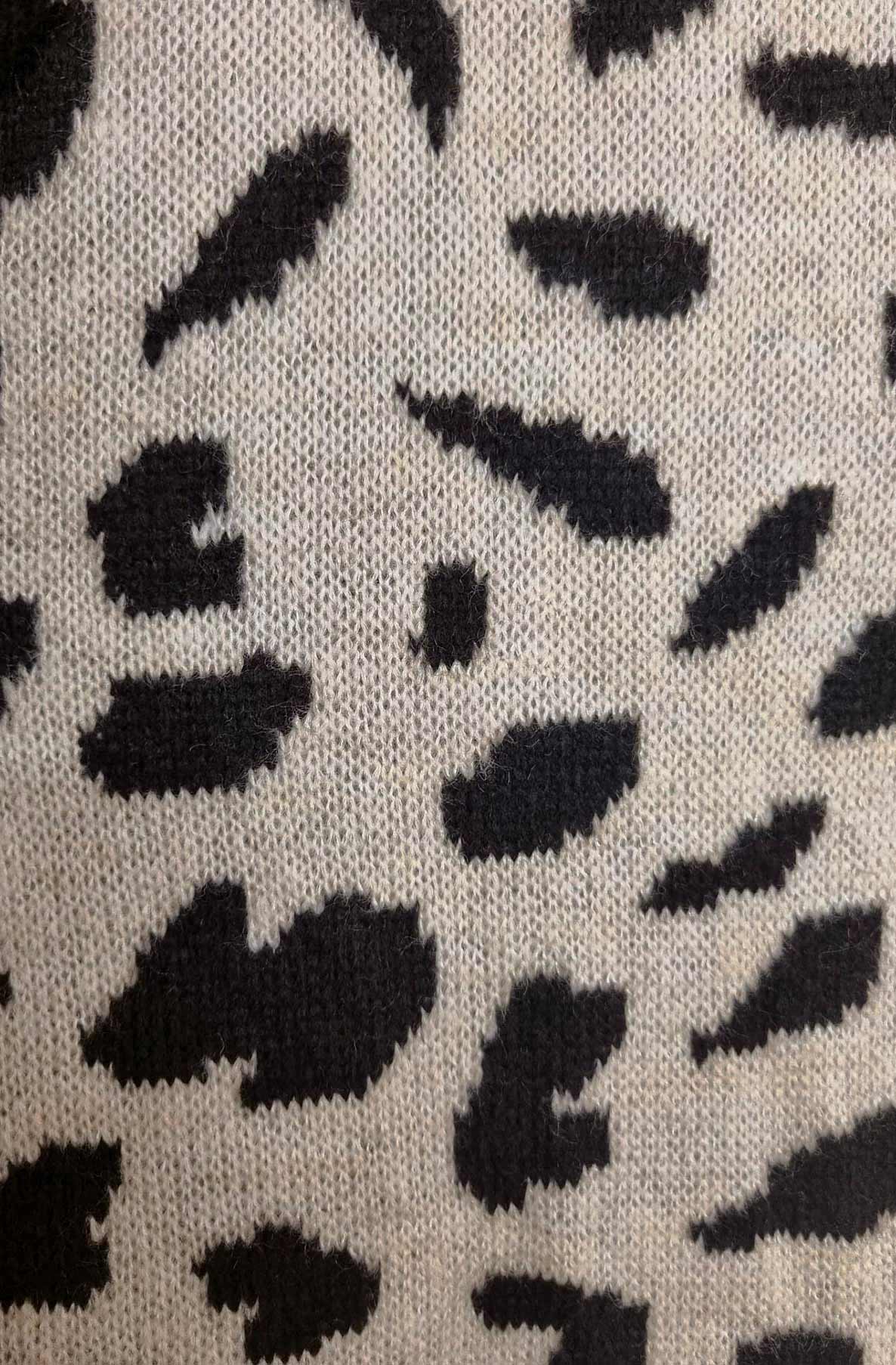 Noelle Leopard Tie-Up Cardigan-Stone