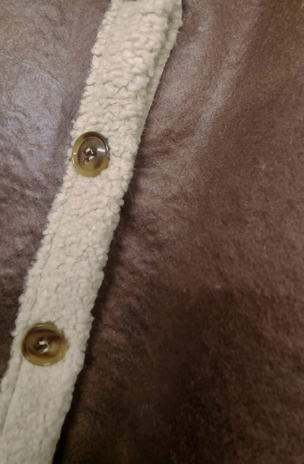 Nora Faux Shearling Trim Sleeveless Gilet Vest - Brown