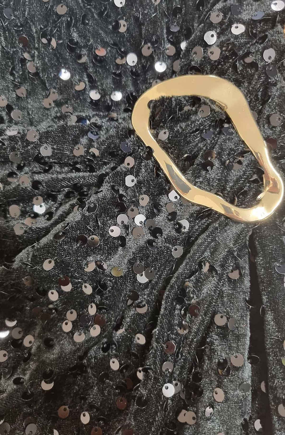 Nori Sequin Wrap Gold Buckle Midaxi Skirt - Black