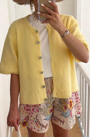 Onika Short Sleeves Knitted Cardigan-Yellow