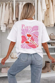 ‘Paris L’Atelier’ 🌸 Oversized Front & Back Graphic Print T-Shirt-Ivory