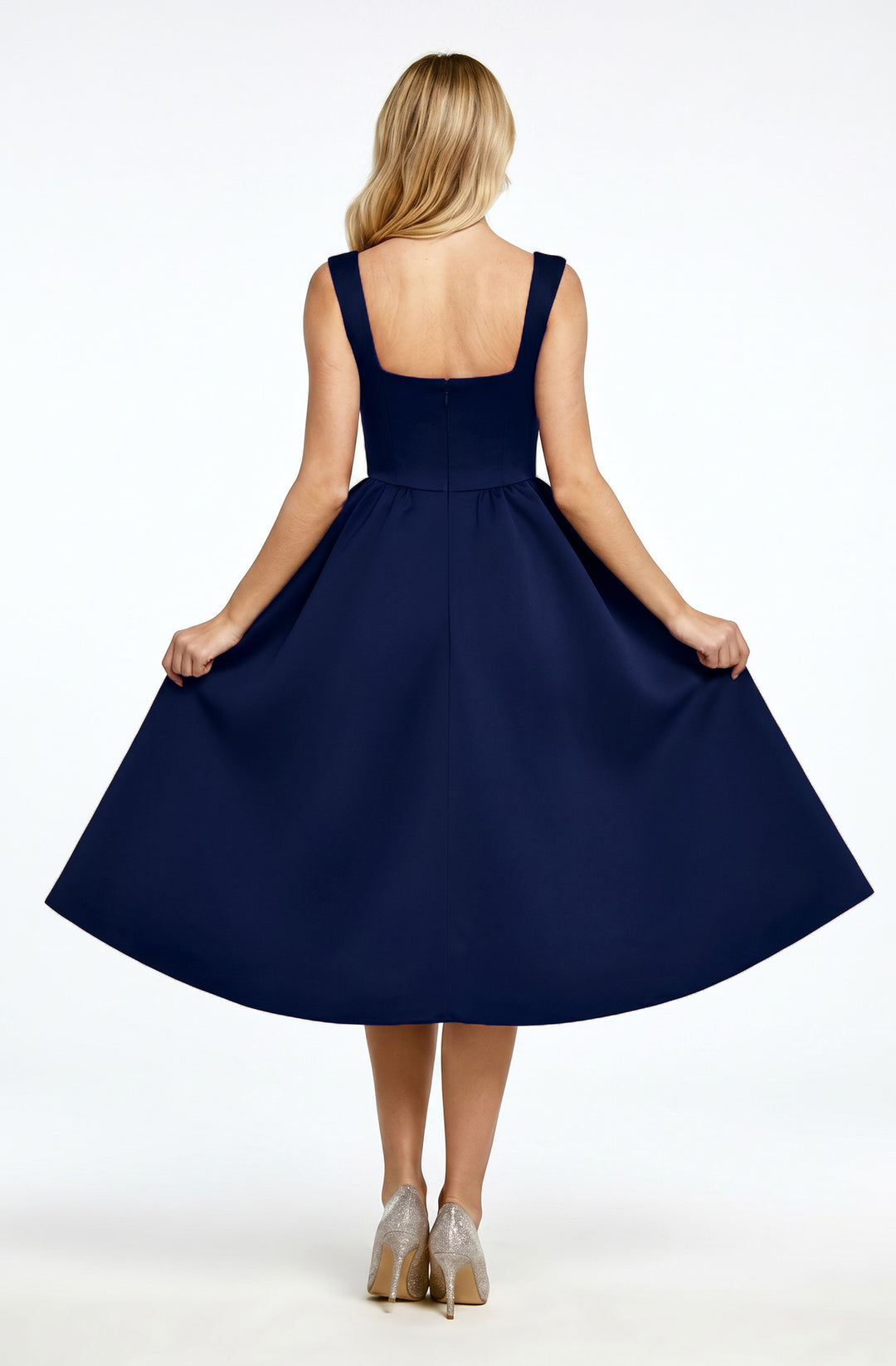 Dove Scuba Corset Panel Style Skater Midi Dress