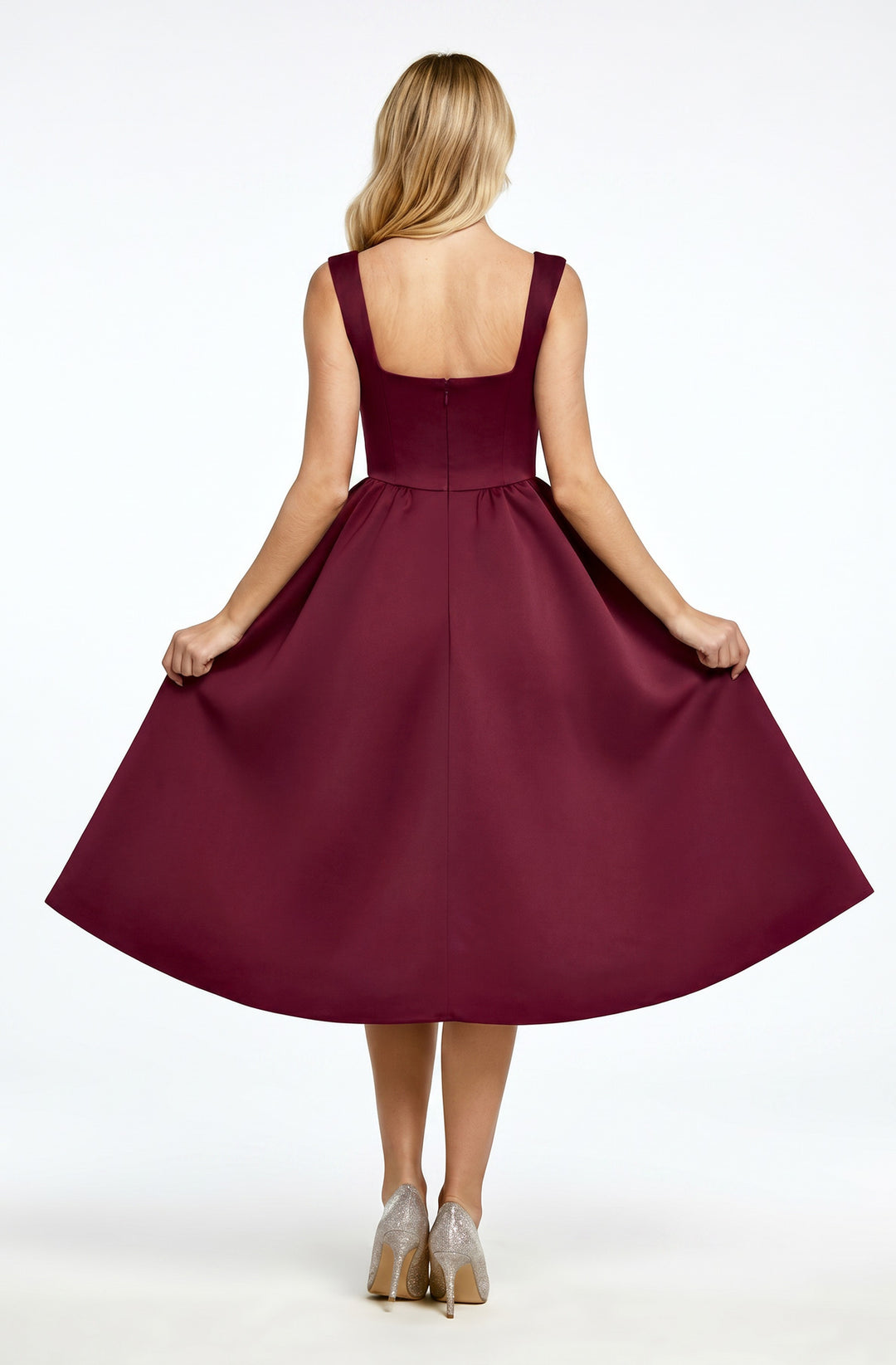 Dove Scuba Corset Panel Style Skater Midi Dress
