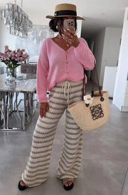 Rebecca Long Sleeves Light Knitted Cardigan-Pink