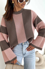 Reyana Striped Wide Sleeve Jumper-Dusty Pink