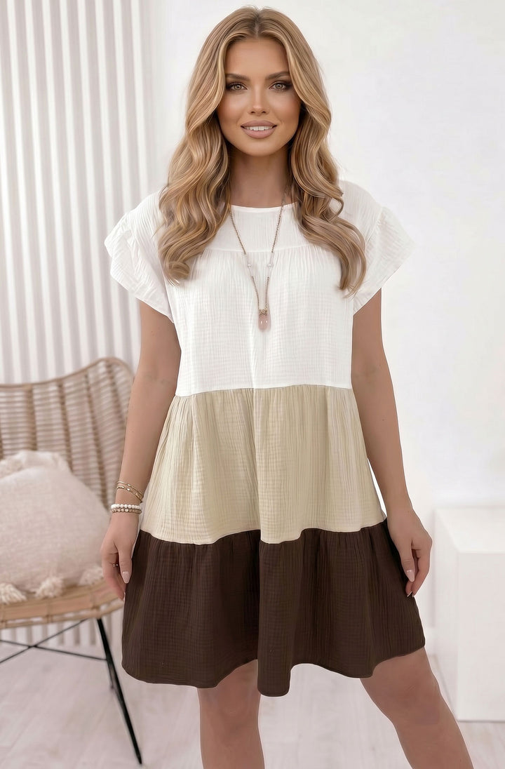 Romilly Ruffle Sleeve Tiered Cotton Gauze Style Dress