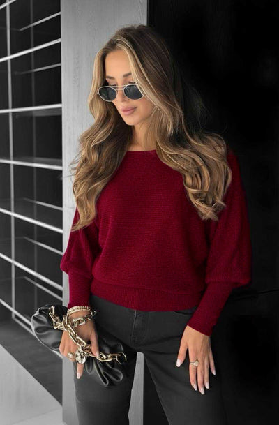 Rori Shimmer Light Knitted Jumper Top-Wine
