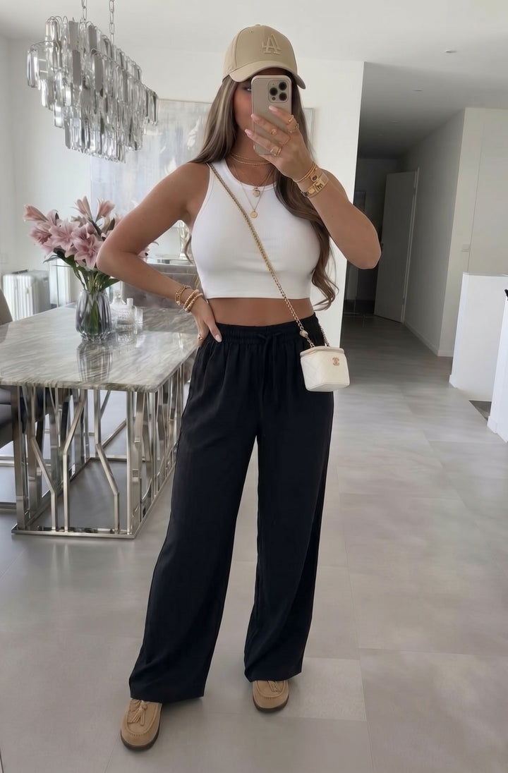 Rosalia Wide Leg Elasticated Waist Pocket Trousers