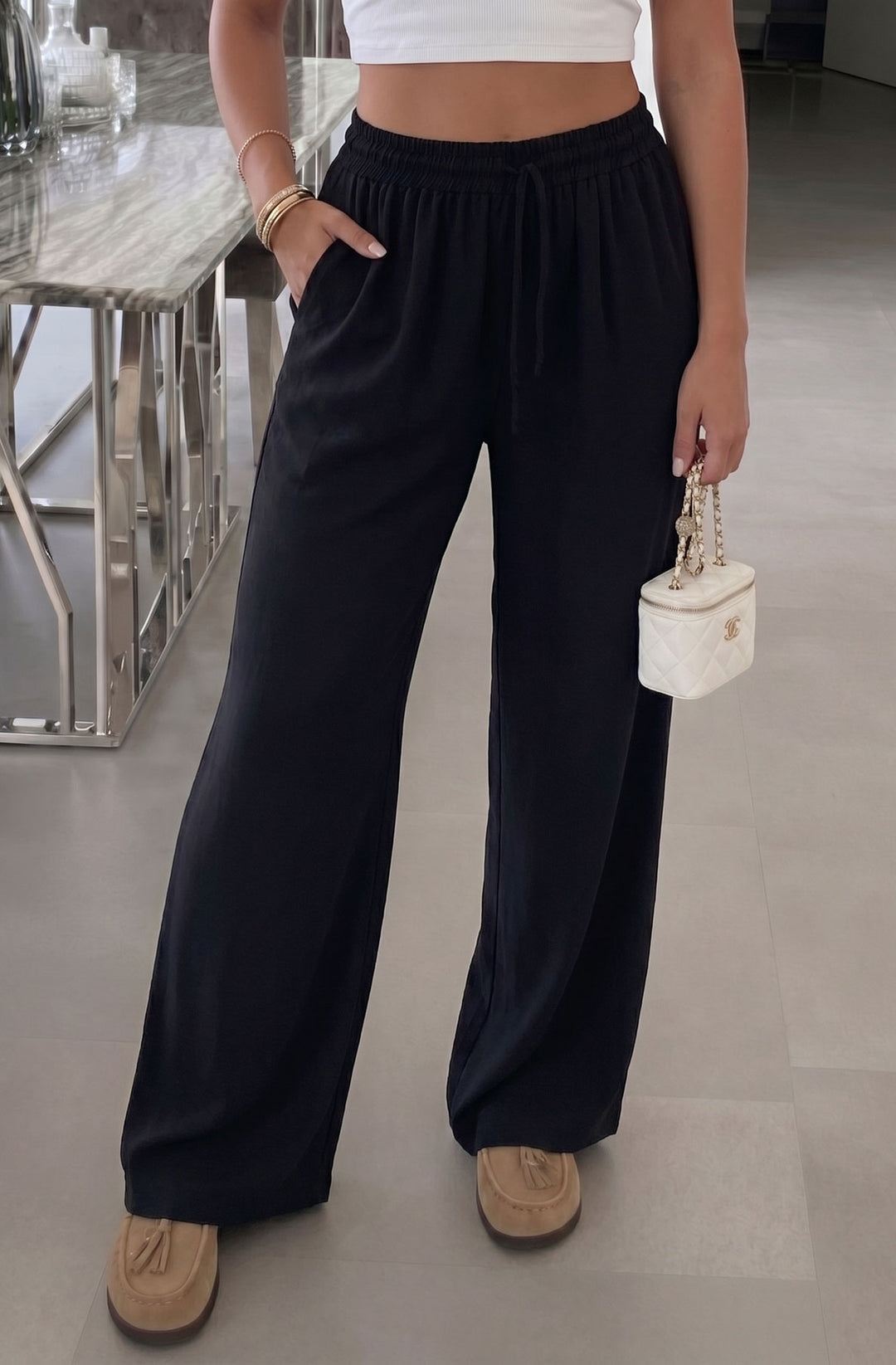 Rosalia Wide Leg Elasticated Waist Pocket Trousers