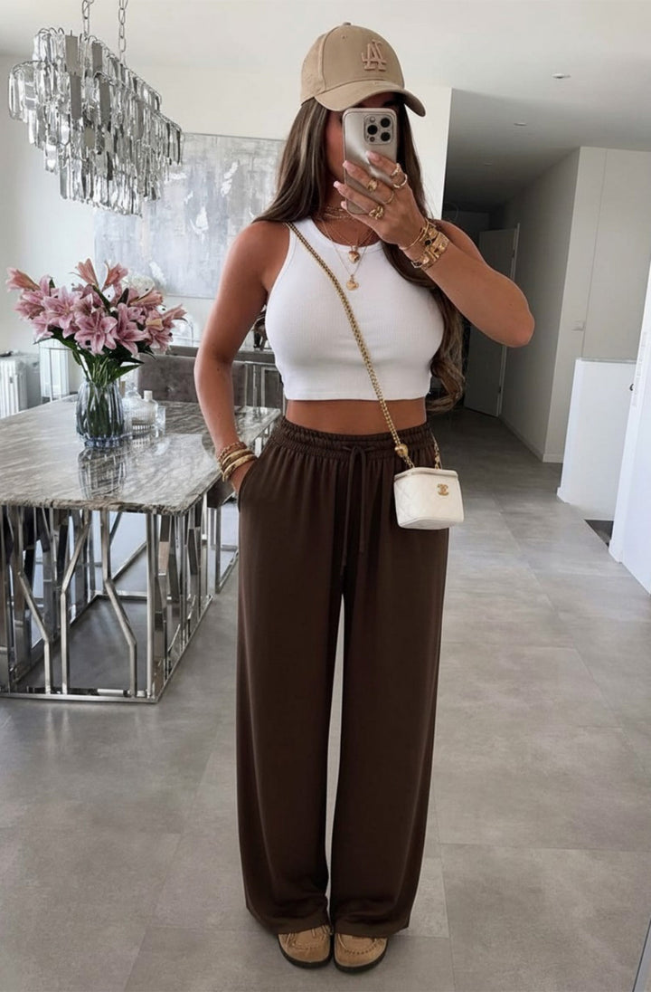 Rosalia Wide Leg Elasticated Waist Pocket Trousers