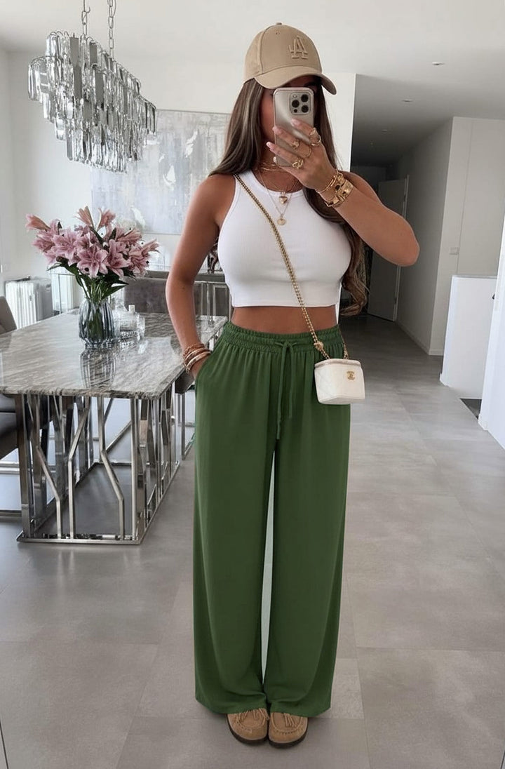 Rosalia Wide Leg Elasticated Waist Pocket Trousers