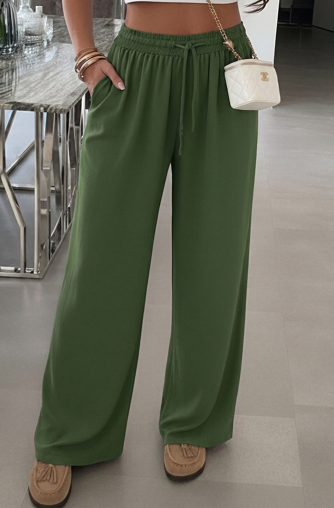 Rosalia Wide Leg Elasticated Waist Pocket Trousers