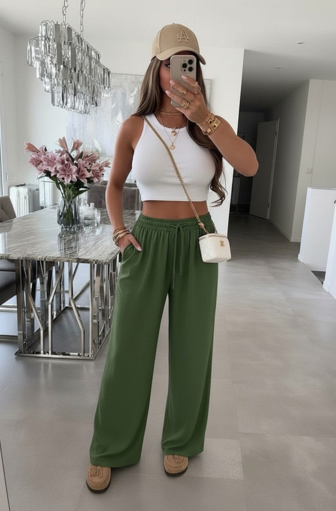 Rosalia Wide Leg Elasticated Waist Pocket Trousers