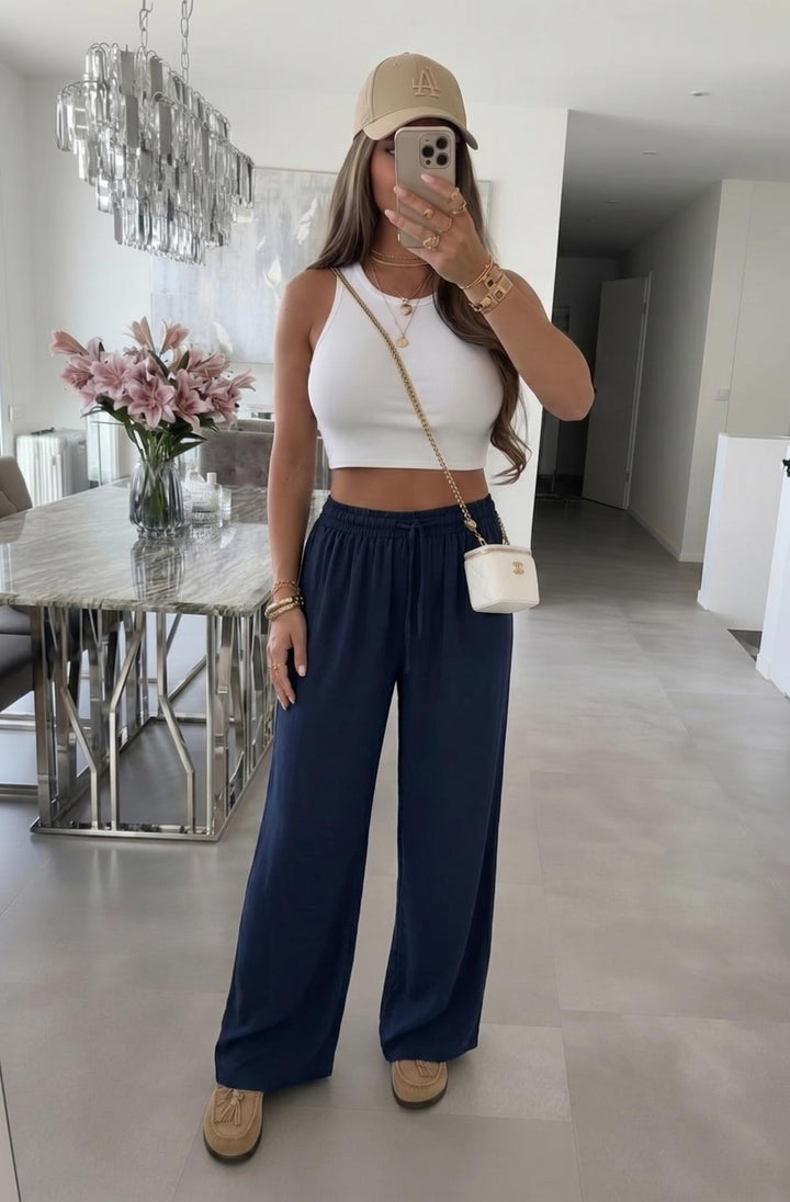 Rosalia Wide Leg Elasticated Waist Pocket Trousers