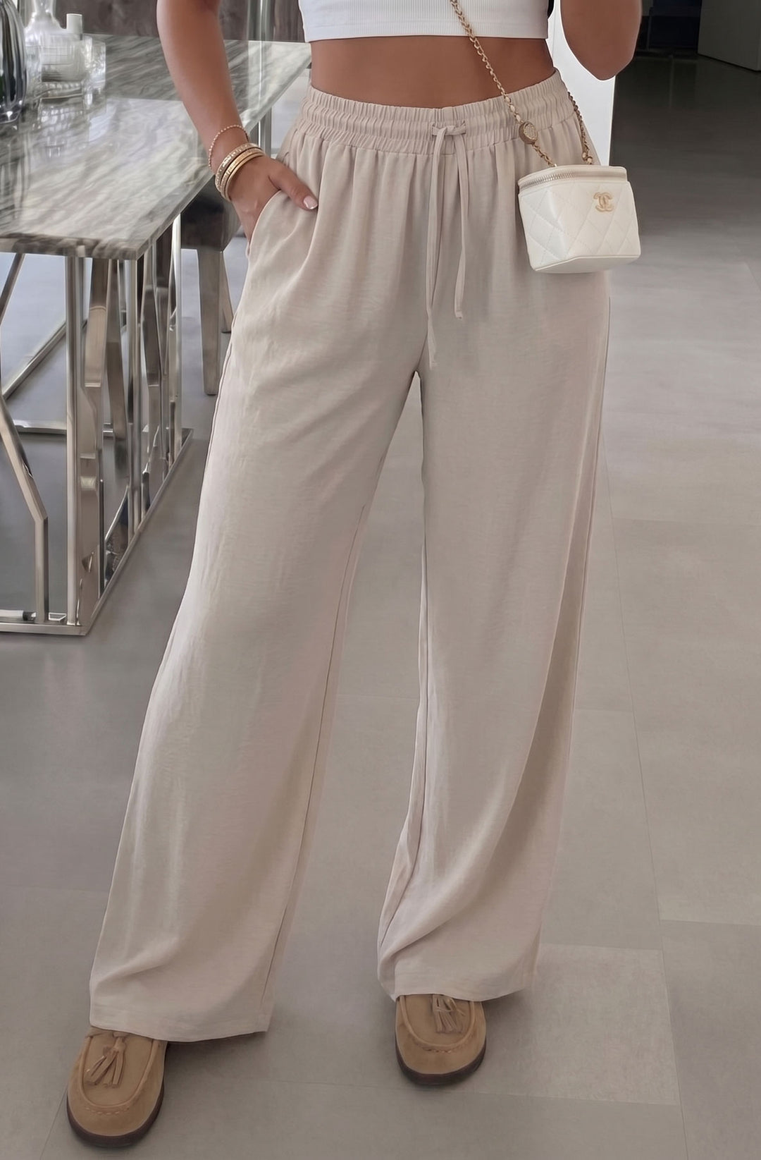 Rosalia Wide Leg Elasticated Waist Pocket Trousers