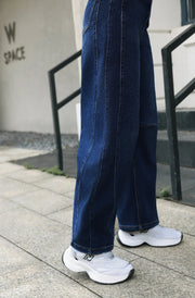 Runi Relaxed Balloon Fit Denim Jeans-Dark Blue