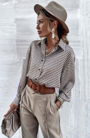 Saria Abstract Print Shirt Blouse-Multi