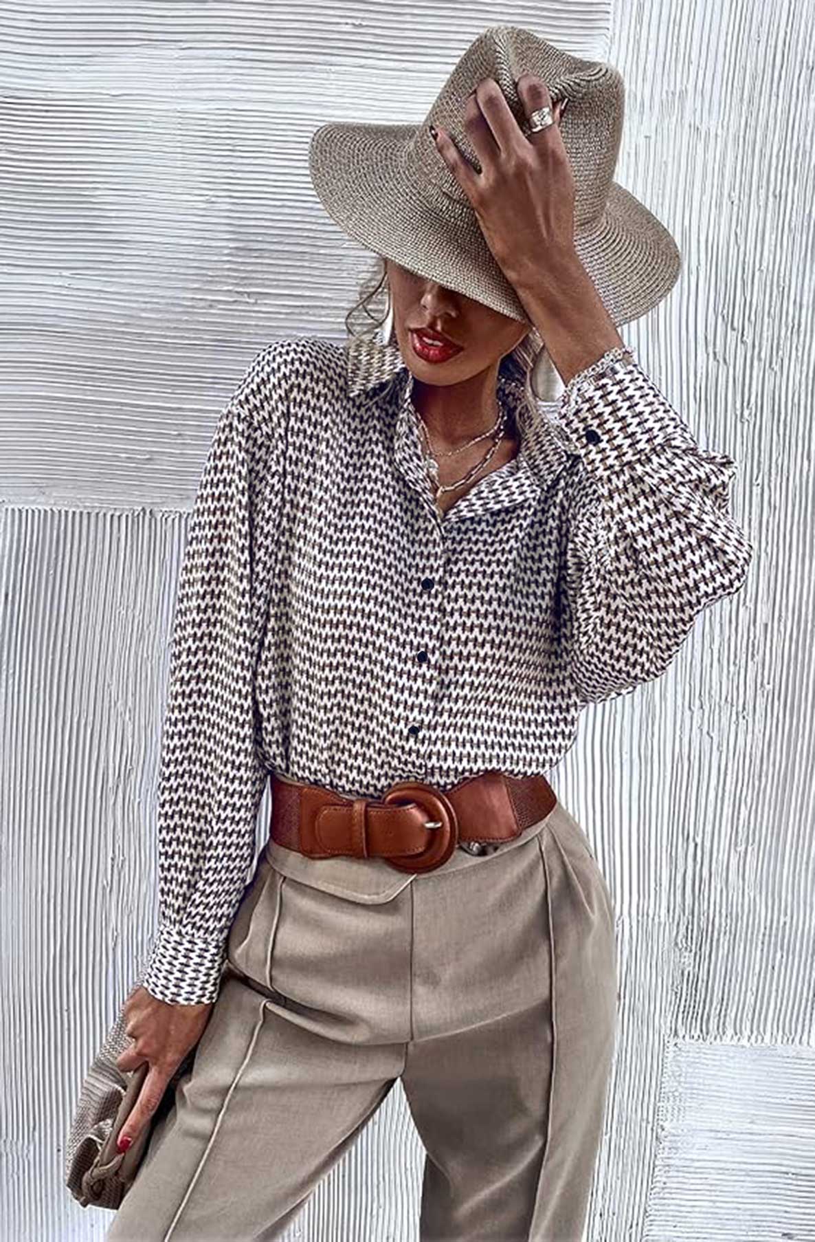 Saria Abstract Print Shirt Blouse-Multi