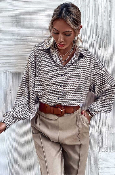 Saria Abstract Print Shirt Blouse-Multi