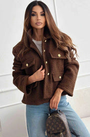 Shaya Boucle Style Jacket-Brown