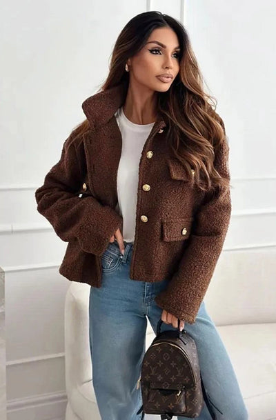 Shaya Boucle Style Jacket-Brown