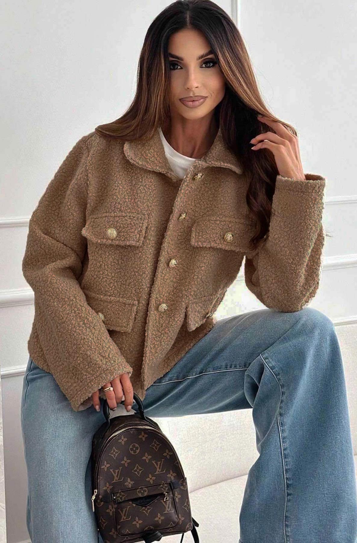 Shaya Boucle Style Jacket-Camel