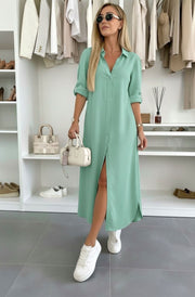 Shazia Oversized Maxi Shirt Dress-Mint